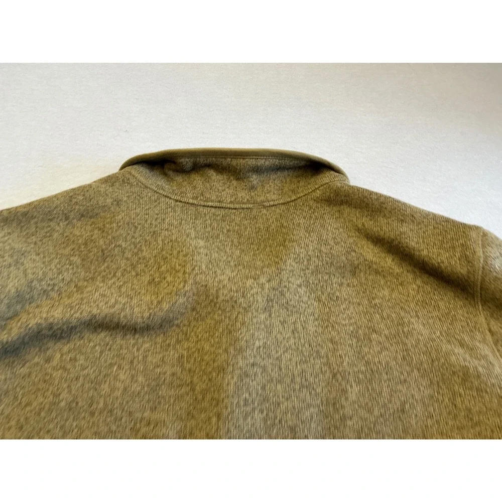 Lands End Quarter Zip Fleece Pullover Sherpa Lined Corduroy Collar Olive L